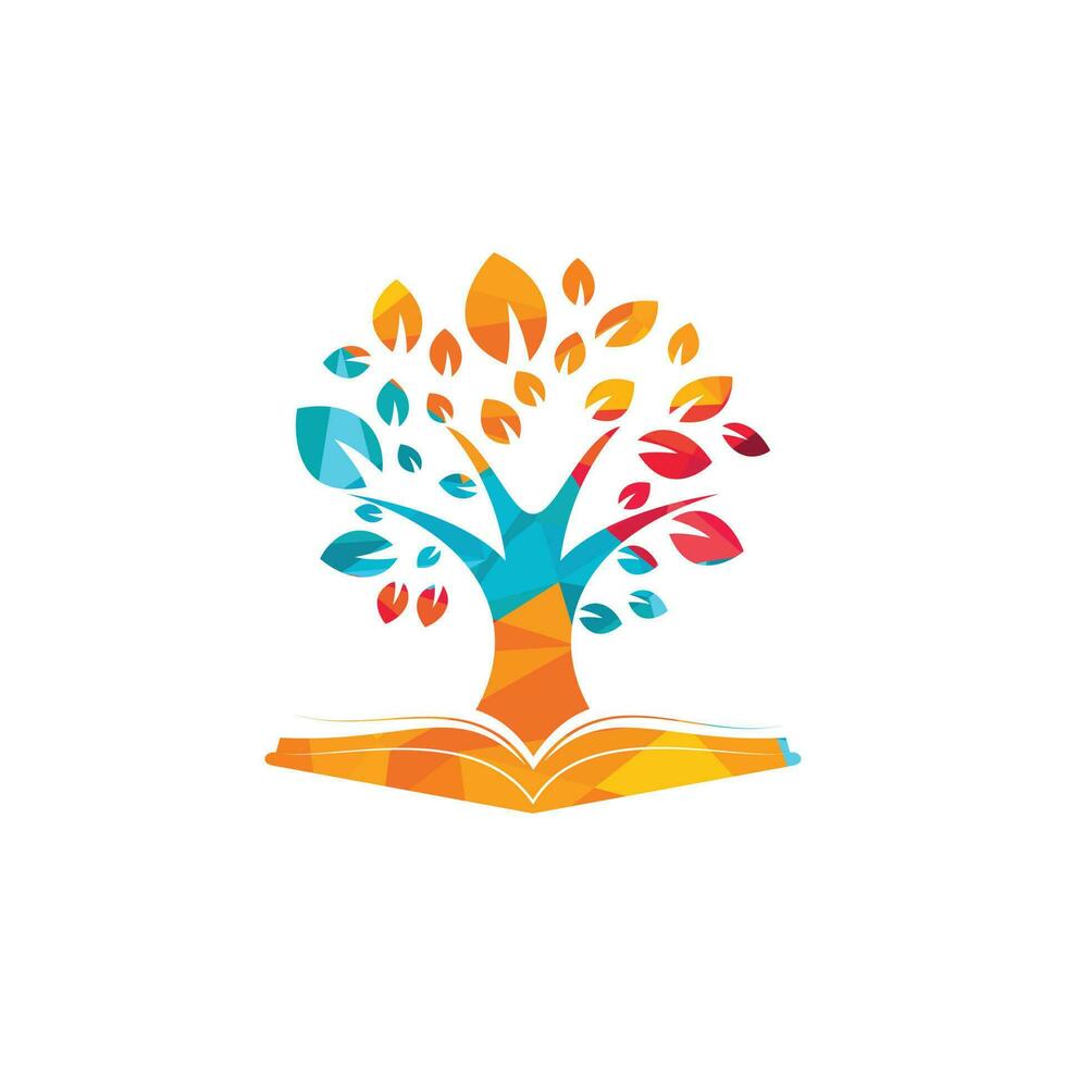 arbre avec modèle de logo d'éducation de livre. vecteur