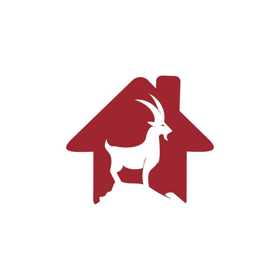 conception de vecteur de modèle de logo de maison de chèvre. un concept de logo de chèvre barbe.