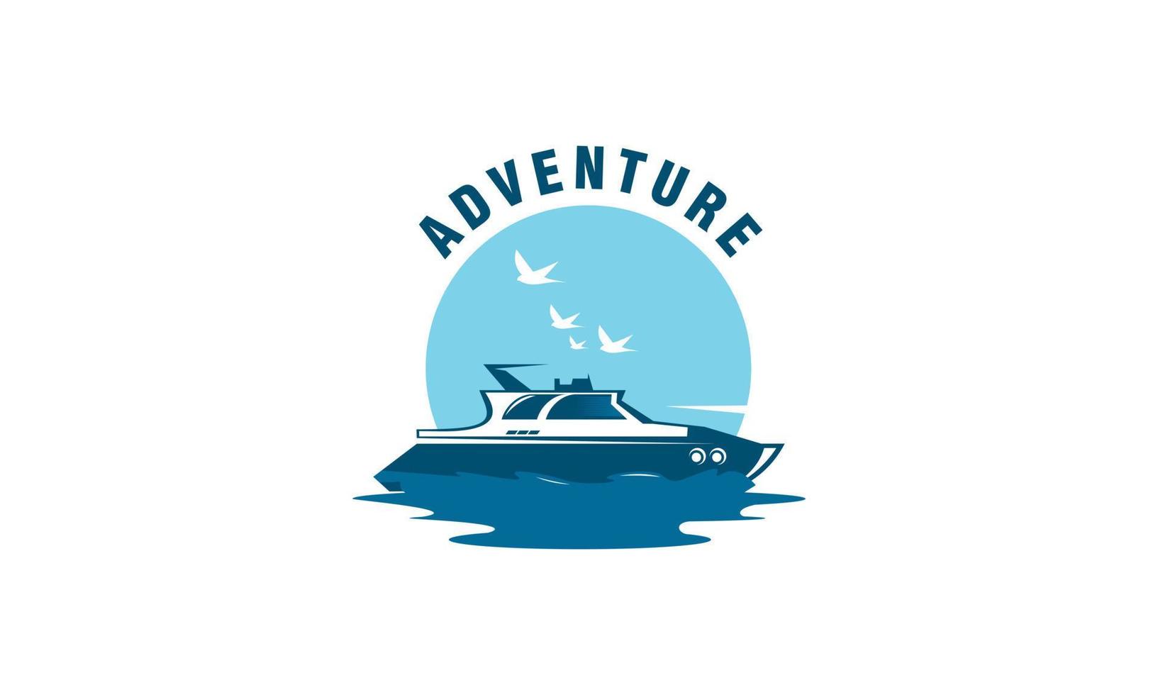 bateau d'aventure, voilier et modèle vectoriel de conception de logo de voyage en bateau