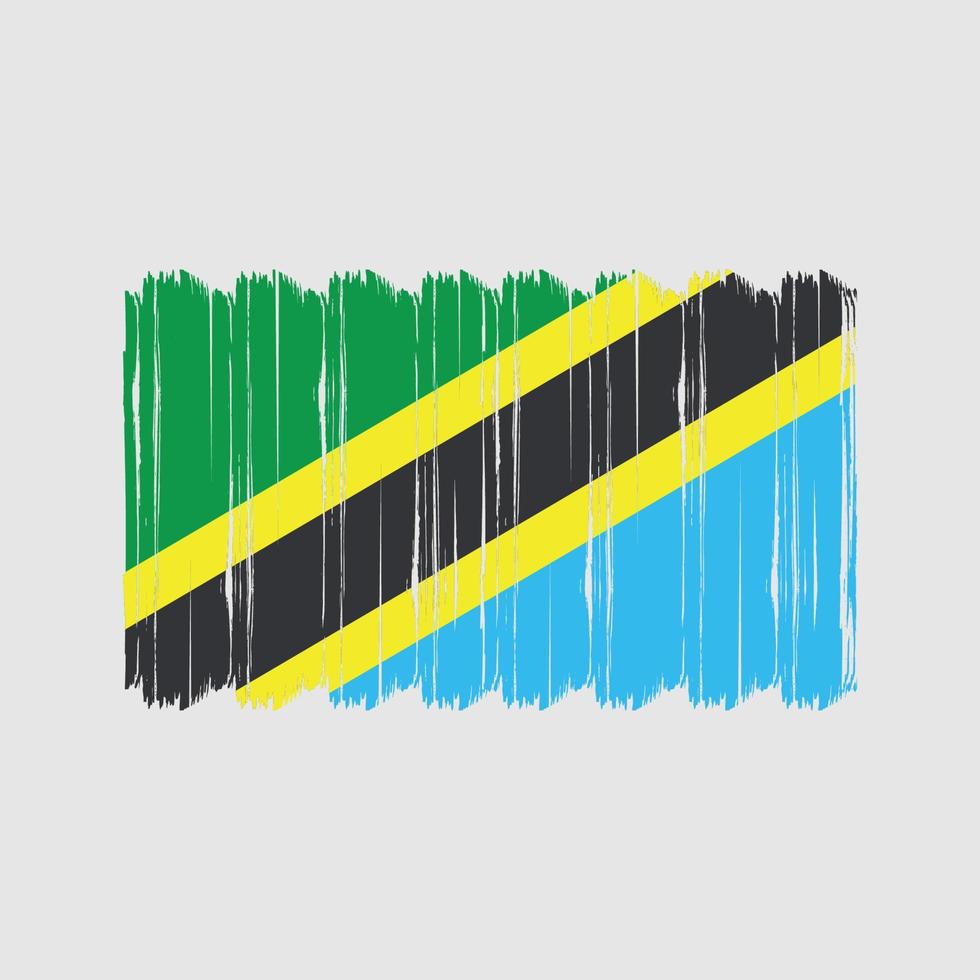 vecteur de brosse drapeau tanzanie. conception de vecteur de brosse drapeau national