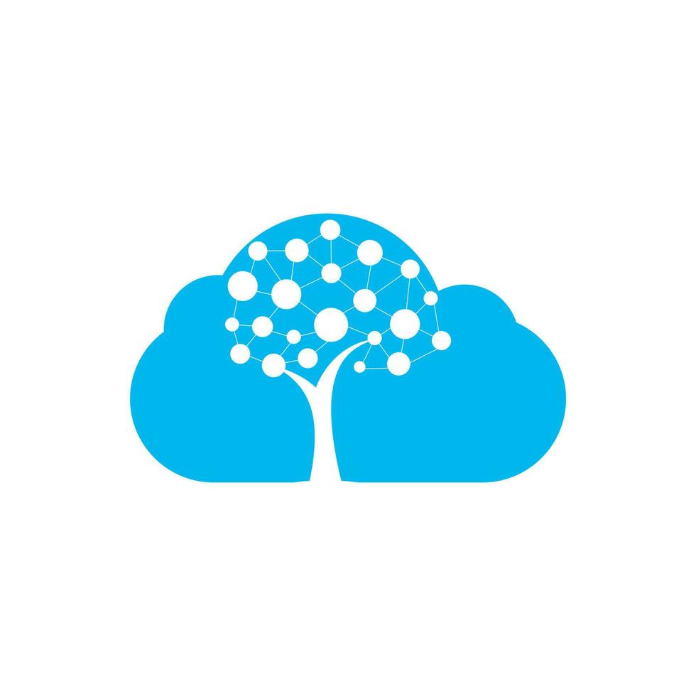 création de logo d'arbre numérique. icône de stockage en nuage. vecteur