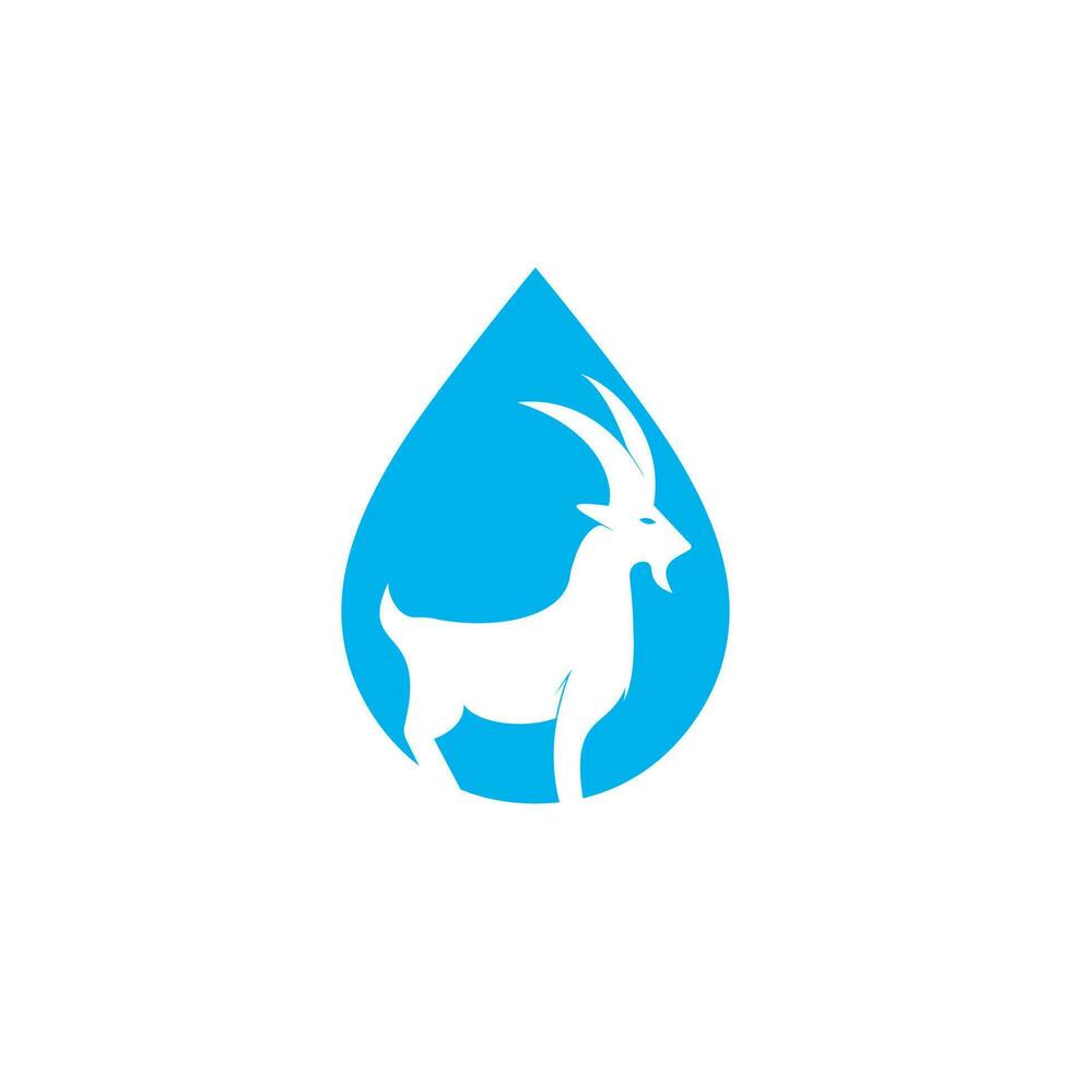 création de logo vectoriel de goutte d'eau de chèvre. création de logo vectoriel de chèvre de montagne.