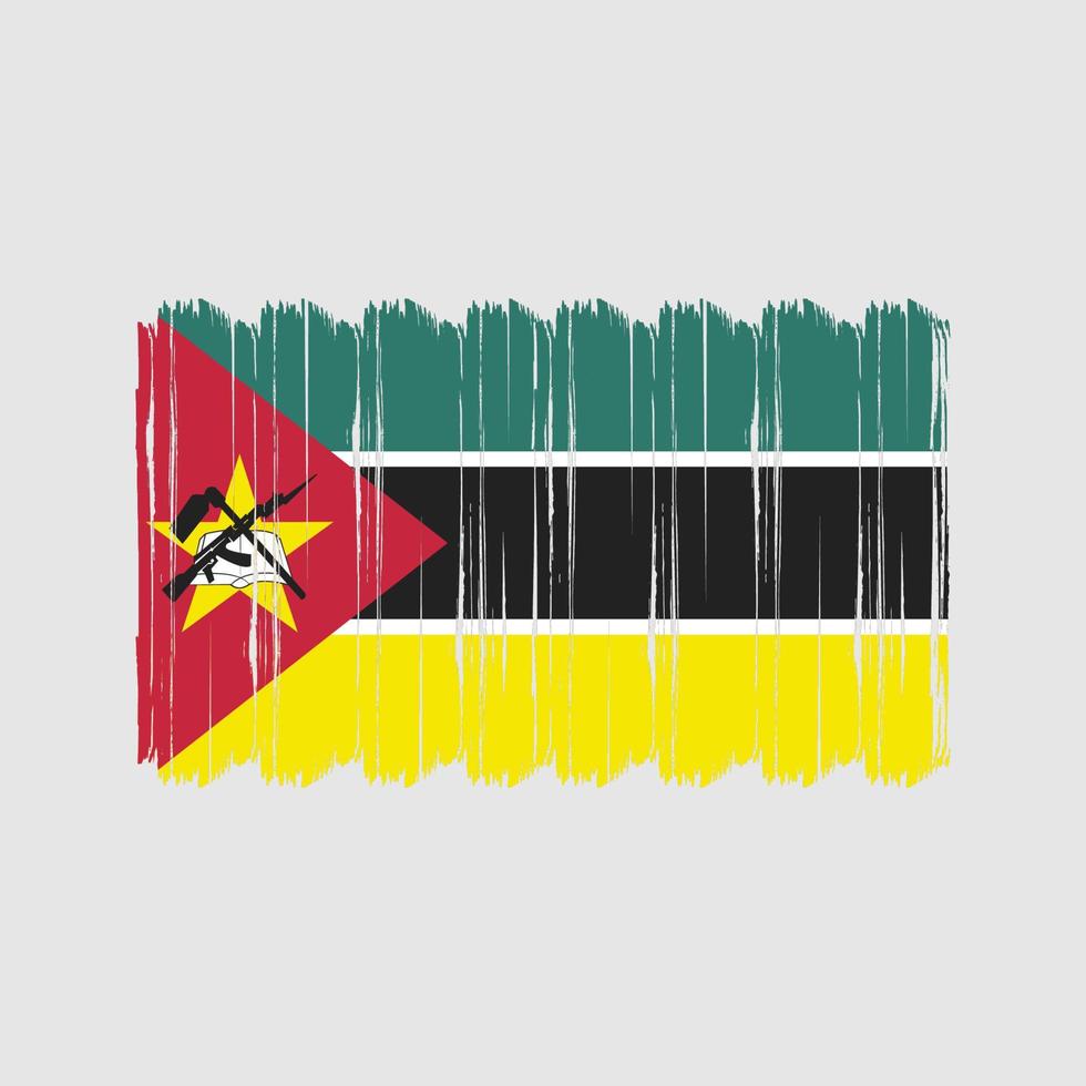 vecteur de brosse drapeau mozambique. conception de vecteur de brosse drapeau national