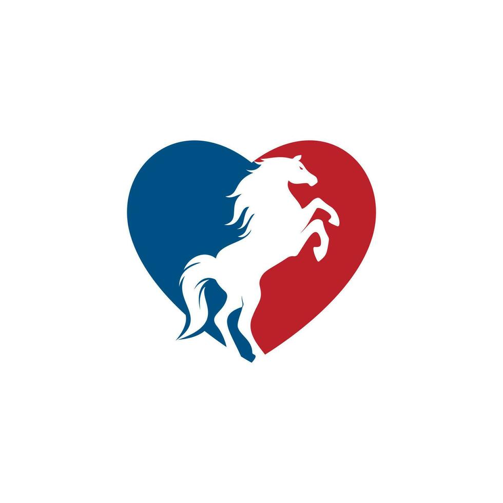 conception de logo de vecteur de cheval d'amour.