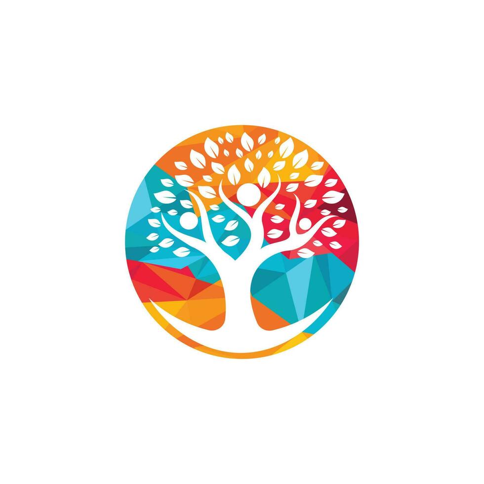 modèle de conception de logo de concept d'arbre de personnes créatives. vecteur