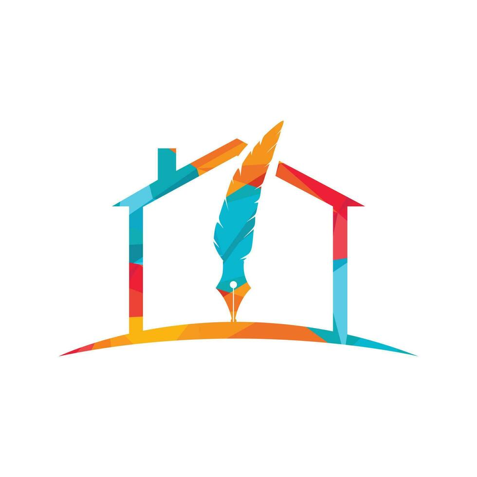 création vectorielle de plumes et logo maison. logo éducatif et institutionnel. vecteur