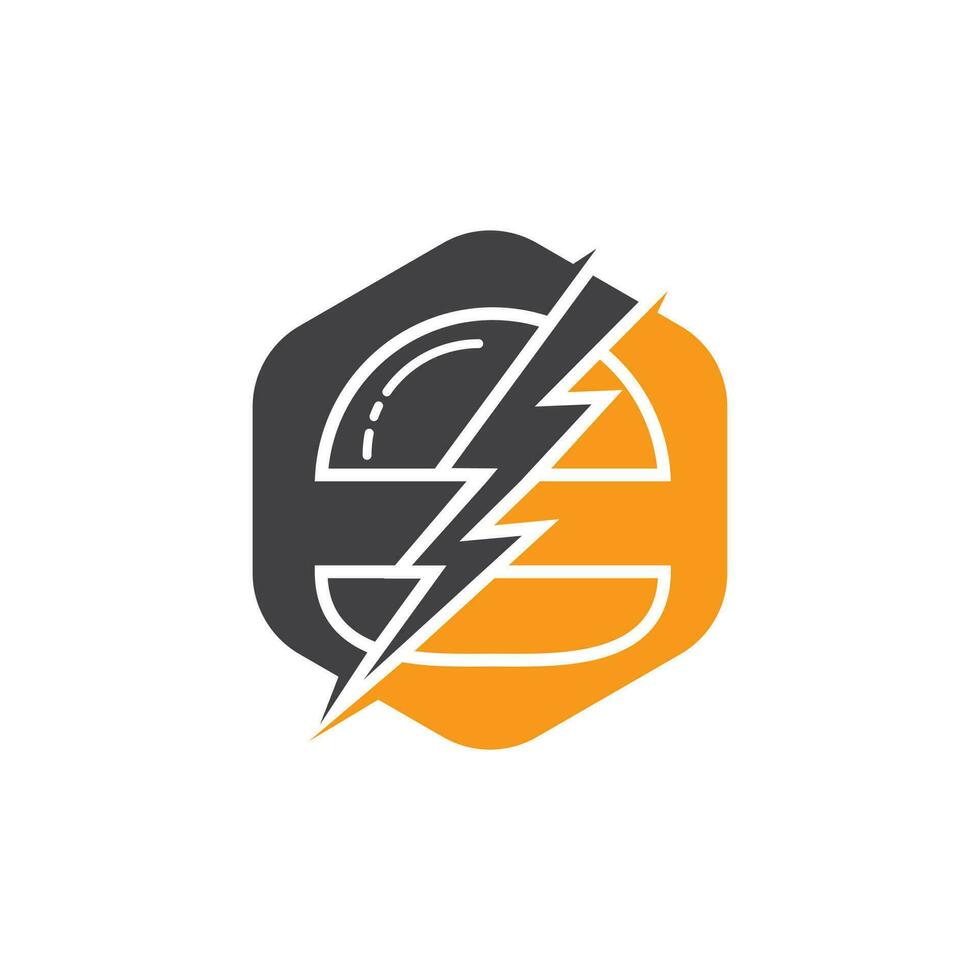 création de logo vectoriel flash burger. logo icône burger et orage.