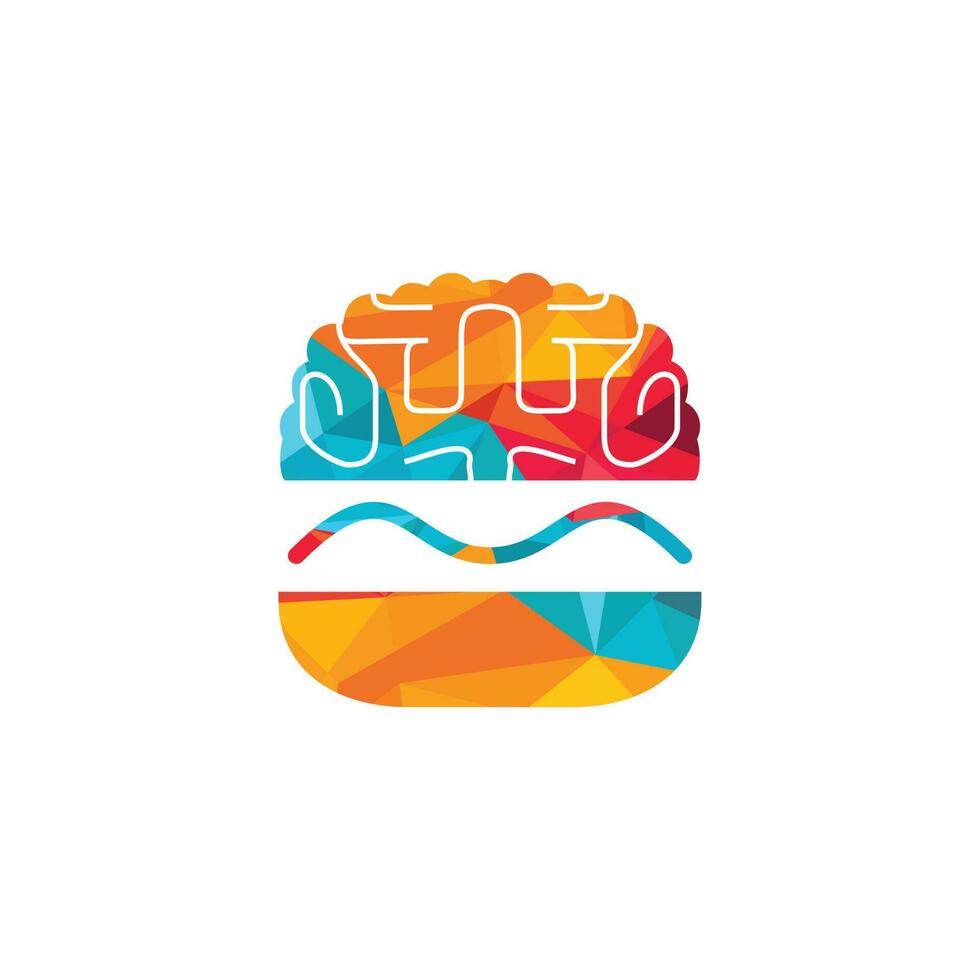 modèle de conception de logo vectoriel de cerveau de hamburger. création de logo de café de restauration rapide.