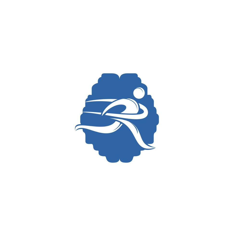 logo de course d'athlète sportif, vecteur de cerveau rapide, compétition de joueurs.