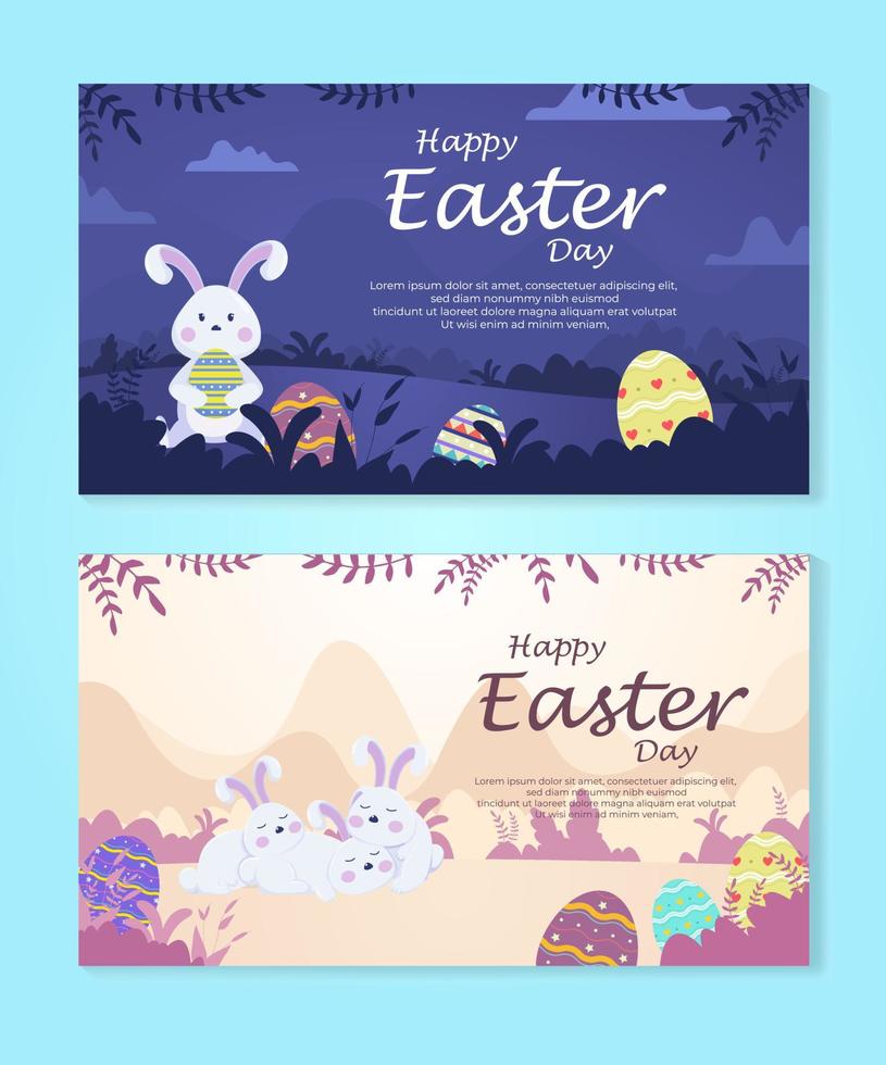 bundle vector illustration de joyeuses pâques avec lapin drôle