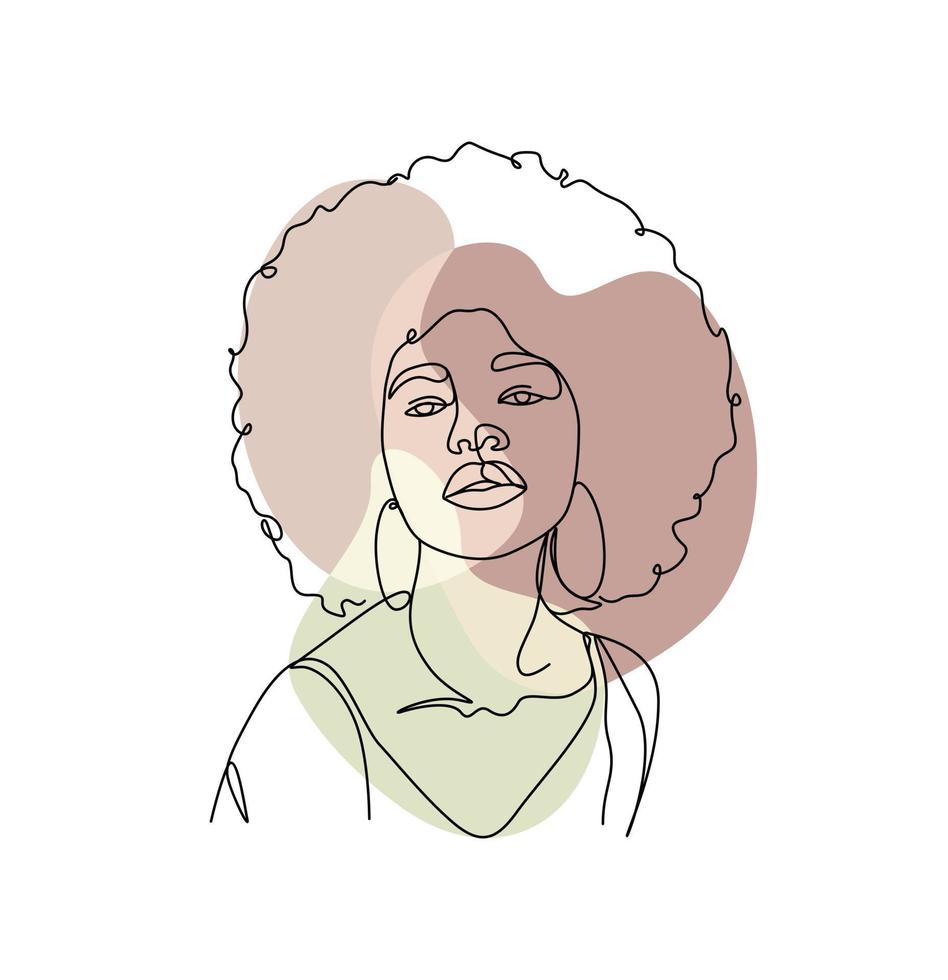 illustration abstraite de ligne de visage de beauté afro-américaine vecteur