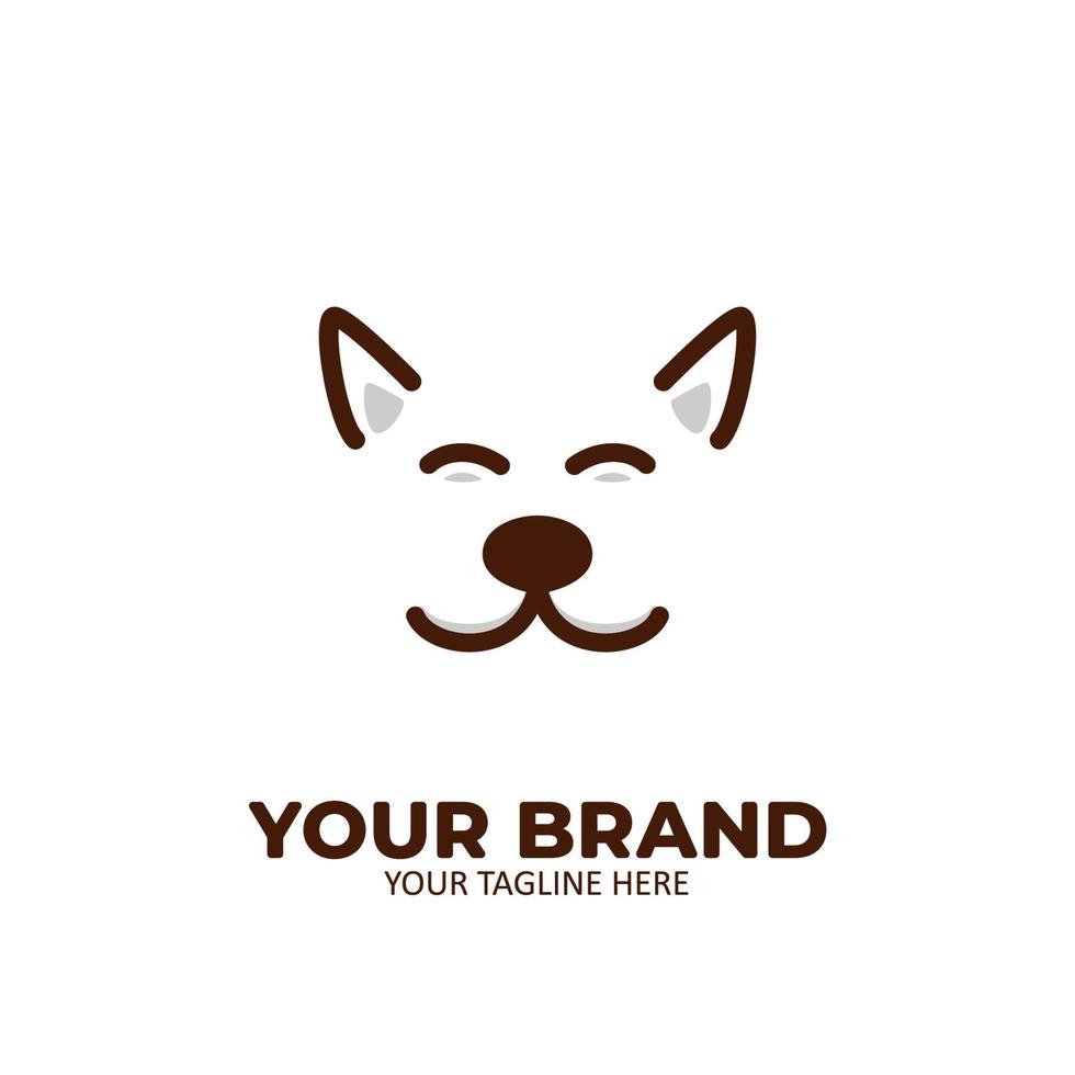 sourire heureux animal chien visage logo icône contour style de ligne vecteur