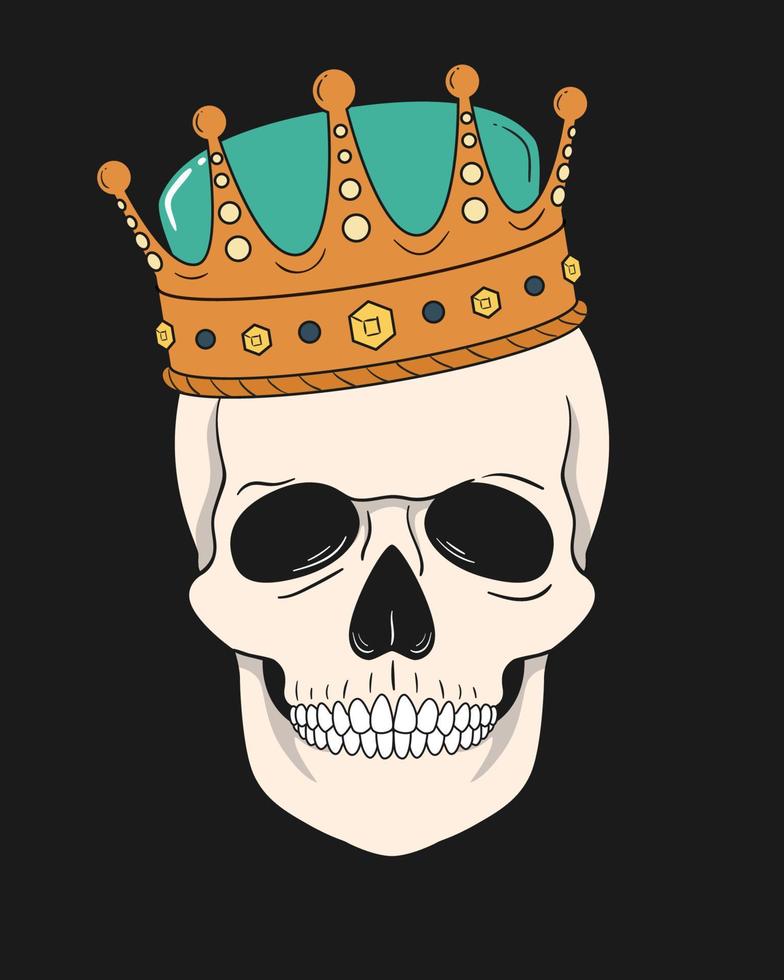 crâne portant l'illustration de la couronne. graphique pour t-shirt et autres usages vecteur