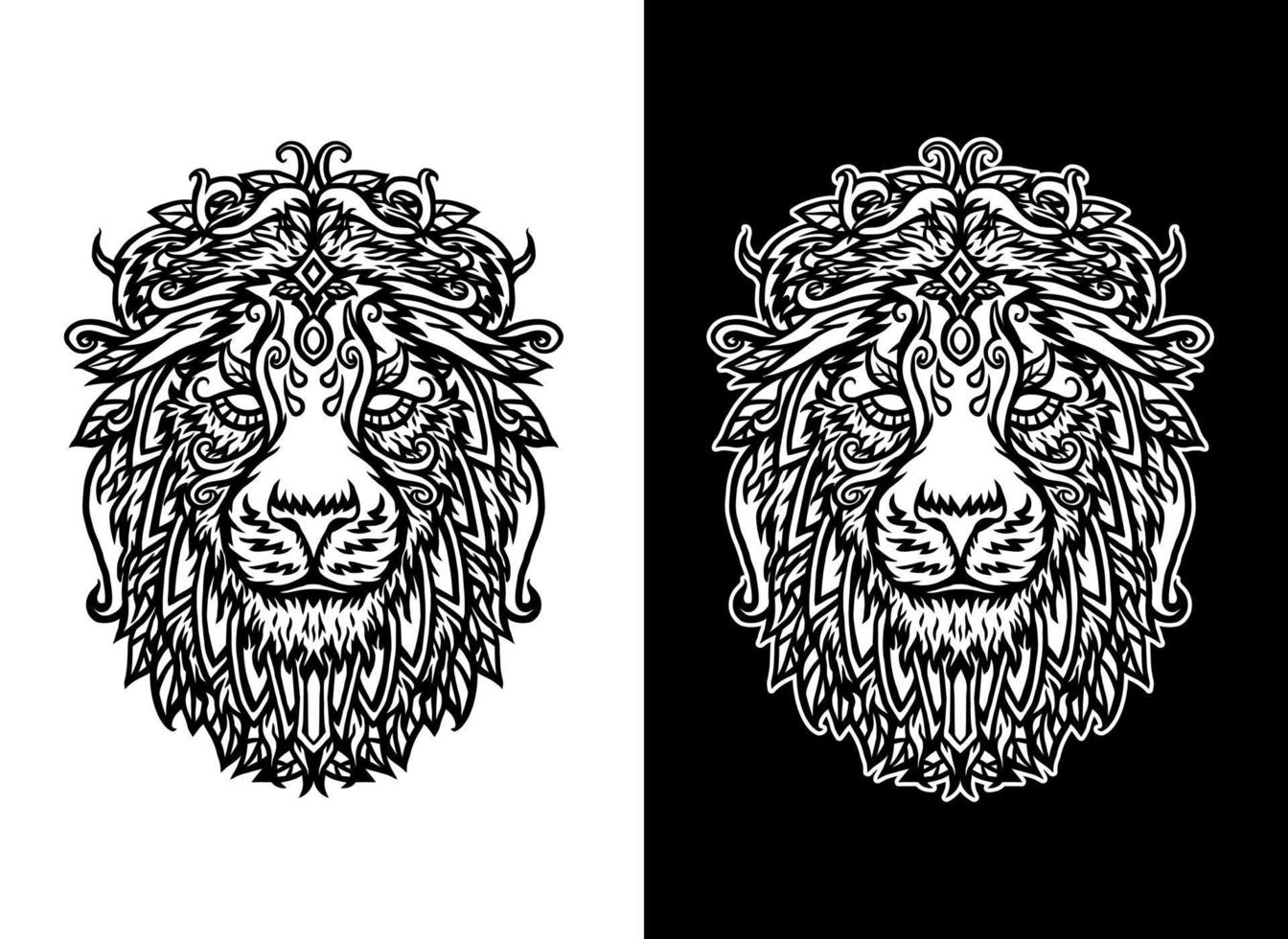 illustration vectorielle de lion d'ornement, isolé sur fond sombre et clair vecteur