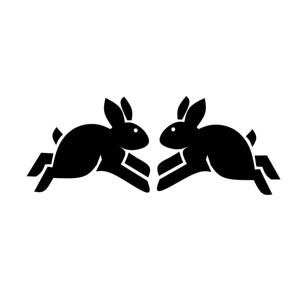 icône de couple de deux lapins, illustration vectorielle vecteur