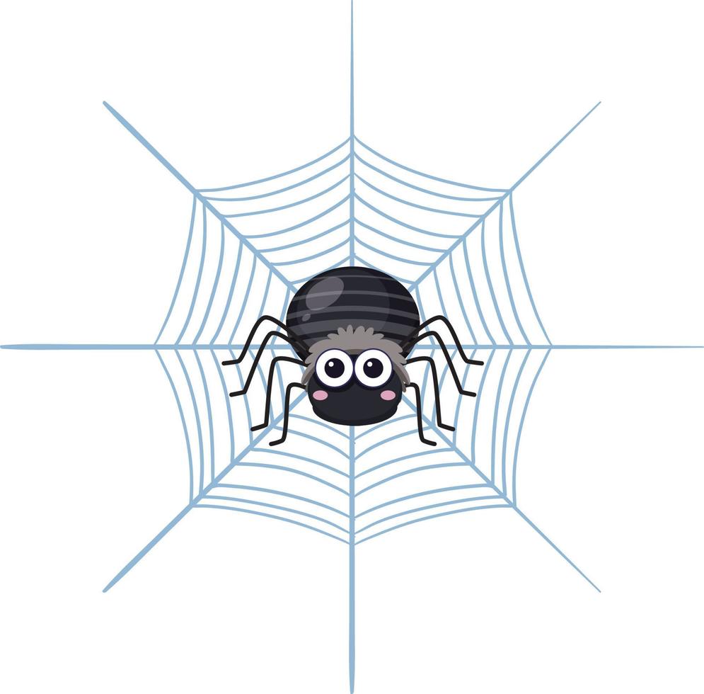araignée sur toile d'araignée dessin animé isolé vecteur
