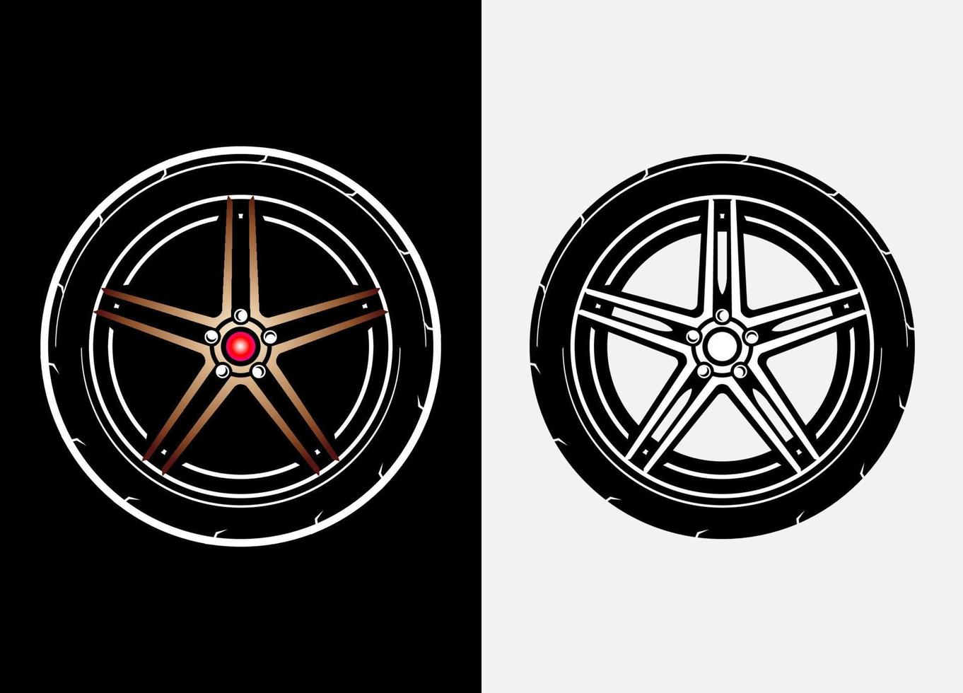 ensemble de couleurs différentes de roues de voiture, pneu en caoutchouc, pneu de voiture, illustration de roue de camion dans le style de course. vecteur de roues de course. fond isolé noir et blanc. ep 10.