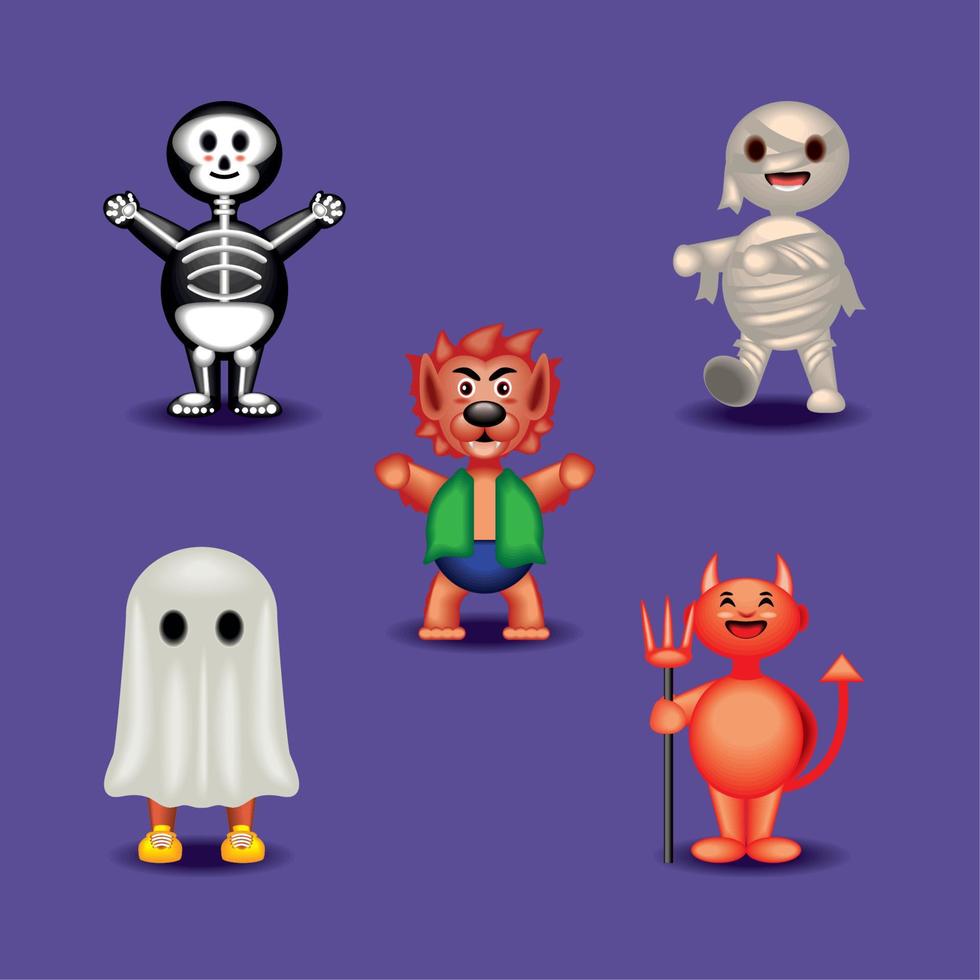 collection d'icônes de personnages d'halloween vecteur