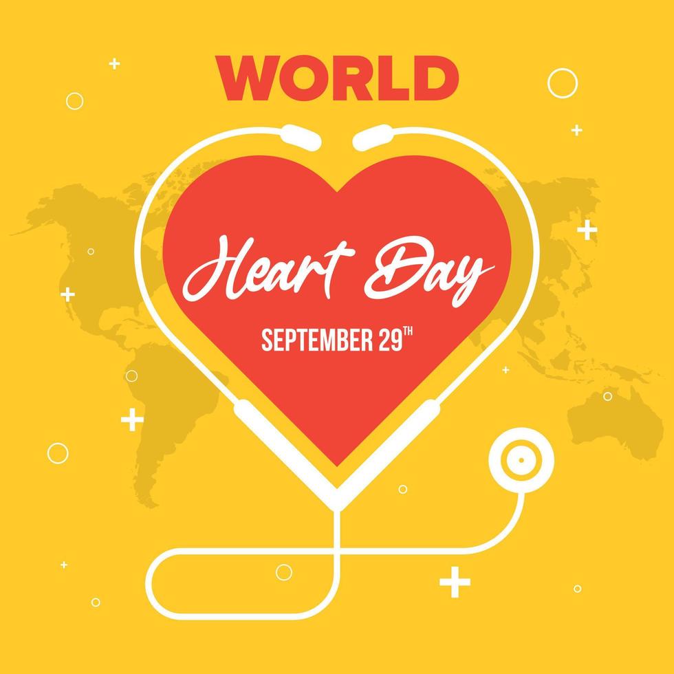 journée mondiale du cœur 29 septembre conception de publication sur les réseaux sociaux vecteur
