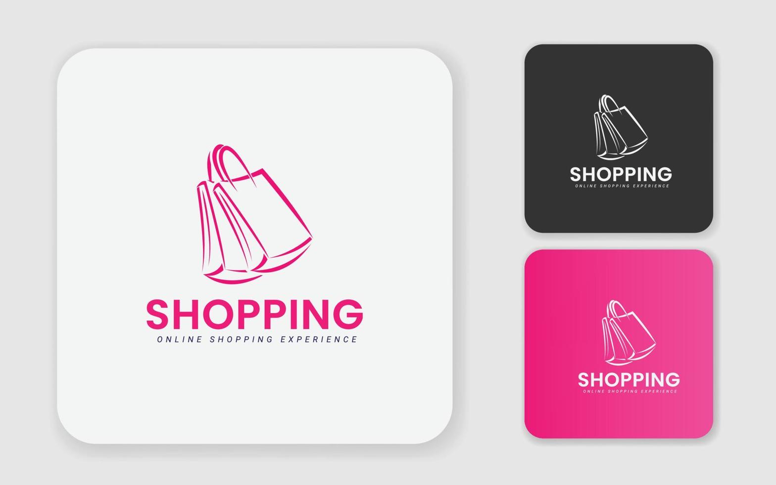 concept de modèle de conception de logo shopping pour sac à provisions et entrepôt. création de logo de supermarché vecteur