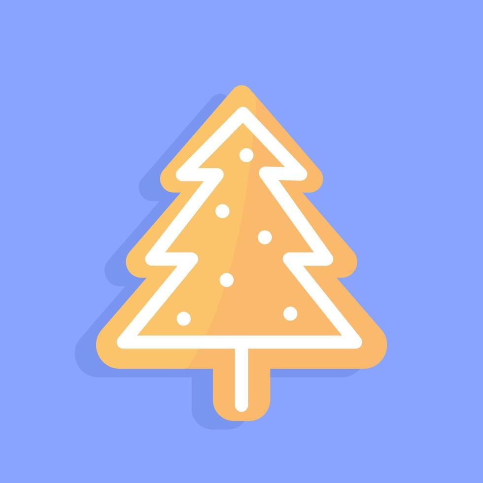 sapin de noël en pain d'épice dans un style plat de dessin animé isolé sur le fond. vecteur noël et bonne année illustration.