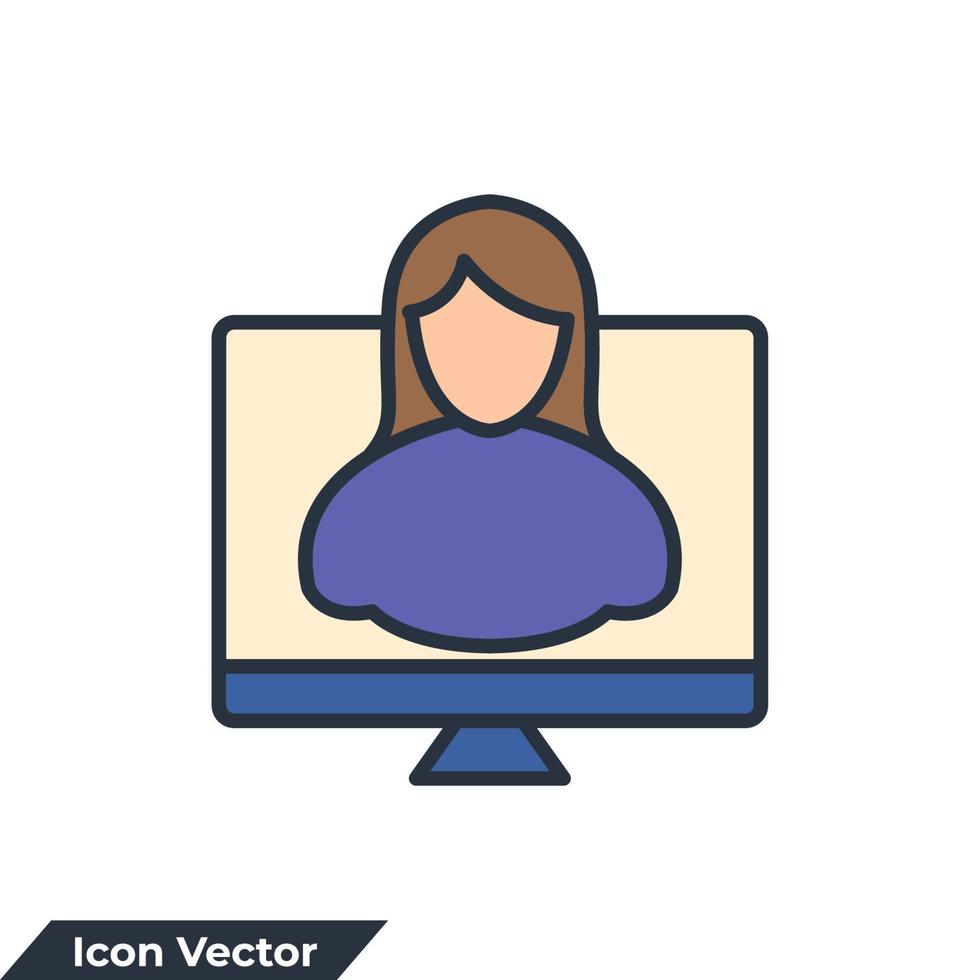 illustration vectorielle du logo de l'icône de l'éducation à distance. modèle de symbole de webinaire pour la collection de conception graphique et web vecteur