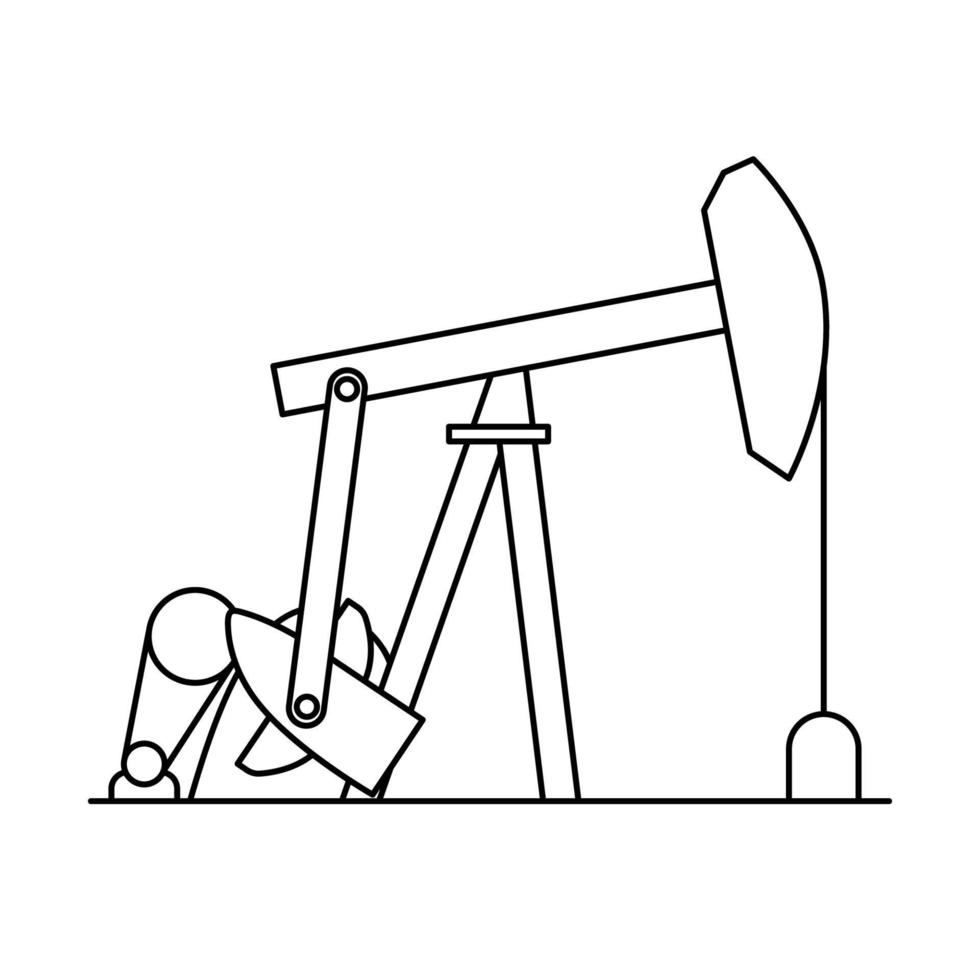 illustration vectorielle linéaire de la station de pompage d'huile. Contour noir de pumpjack essence sur fond blanc vecteur