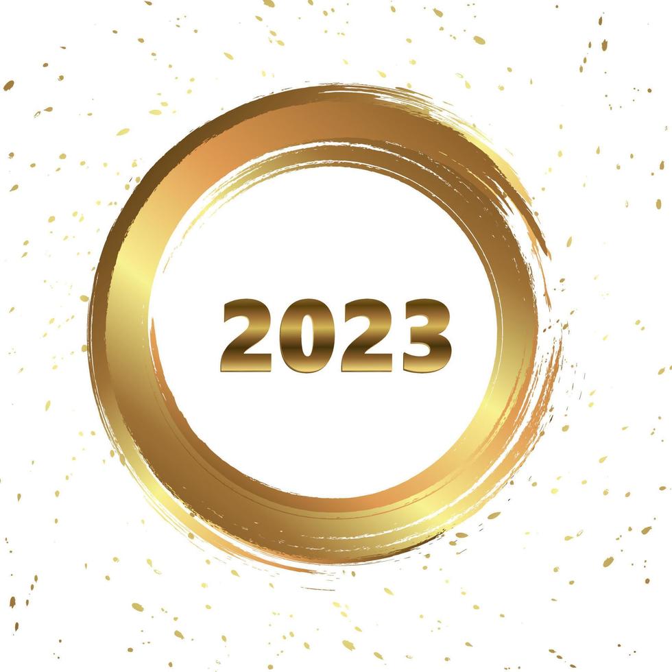 bonne année 2023 affiche de carte de voeux. confettis. cadre circulaire. vecteur