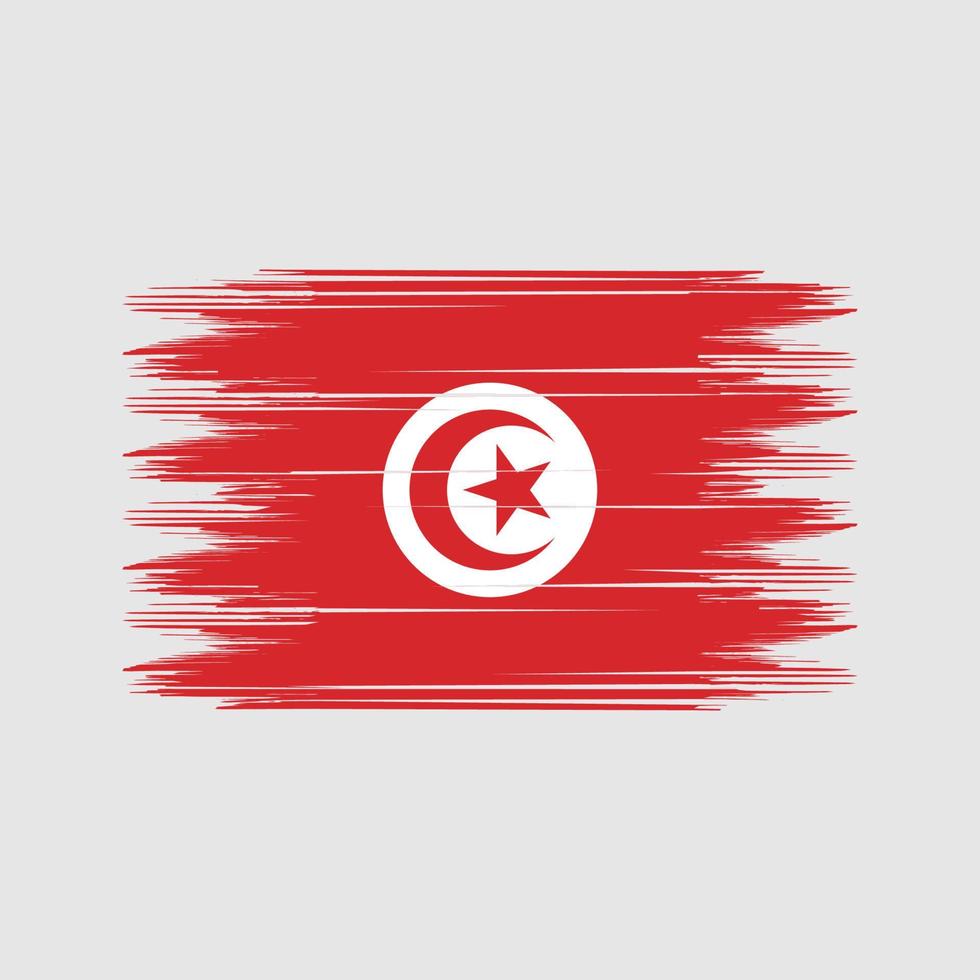 vecteur de brosse drapeau tunisien. vecteur de brosse de drapeau national