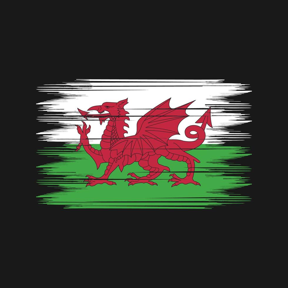 vecteur de brosse drapeau pays de Galles. vecteur de brosse de drapeau national