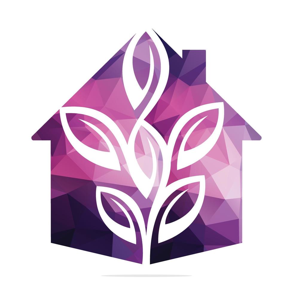 conception de modèle de vecteur de maison de plante. illustration du logo de l'arbre de la maison.