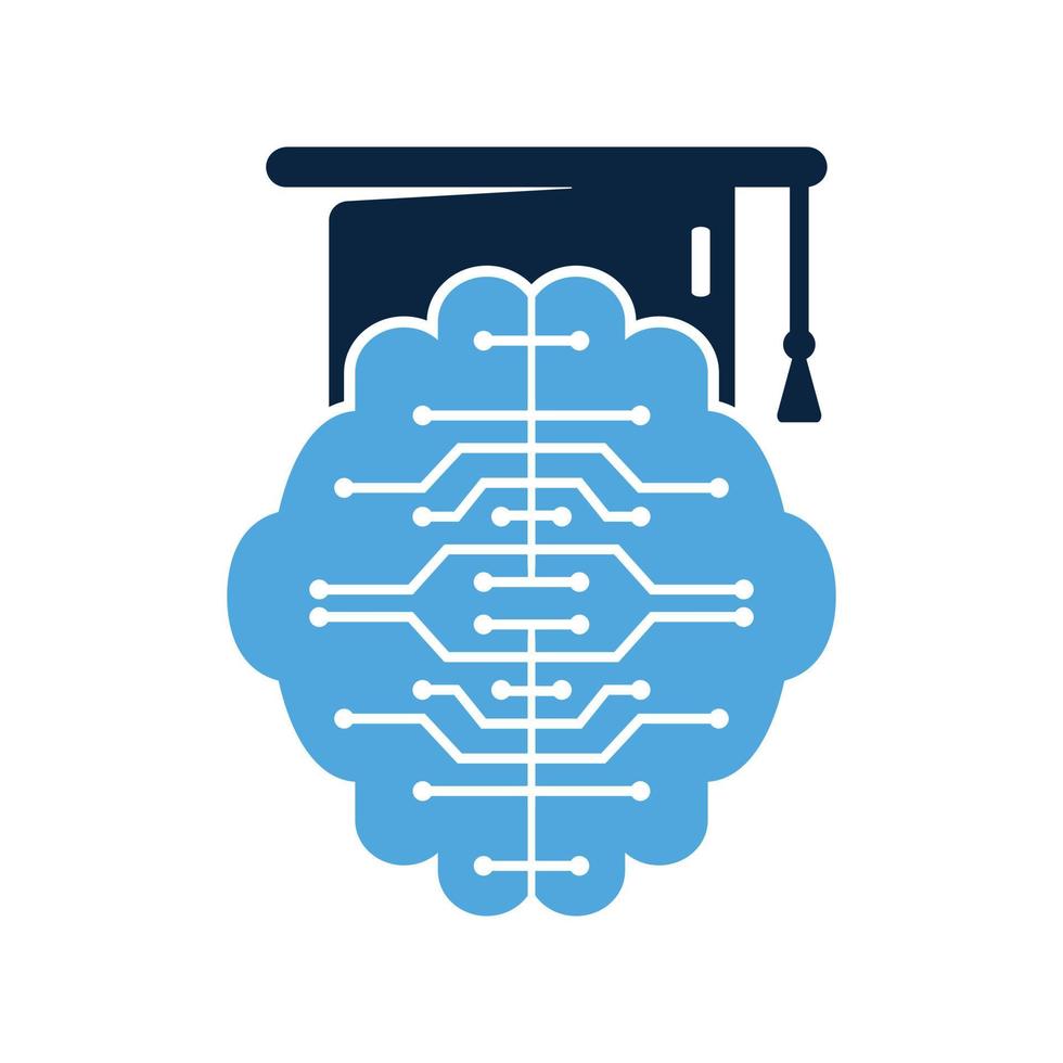 conception d'icônes de cerveau et de graduation cap. création de logos éducatifs et institutionnels. vecteur