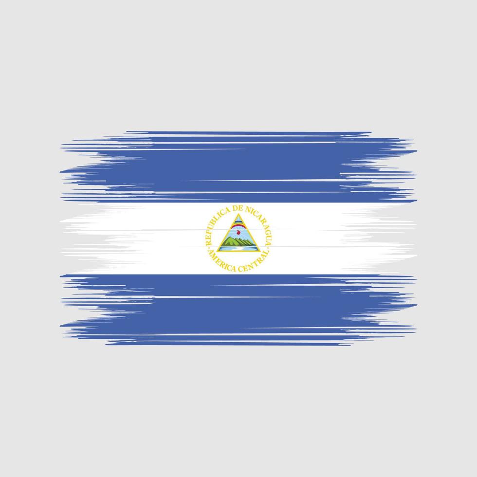 vecteur de brosse drapeau nicaragua. vecteur de brosse de drapeau national