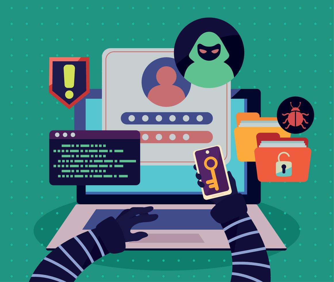 cyberfraude avec attaque de pirate informatique vecteur