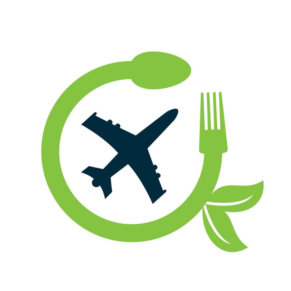 création de concept de logo de nourriture de piste fraîche. modèle de conception de logo d'avion alimentaire. vecteur