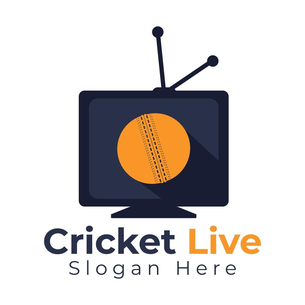 match de cricket en direct sur le vecteur du logo tv. modèle de logo de cricket pour l'application.