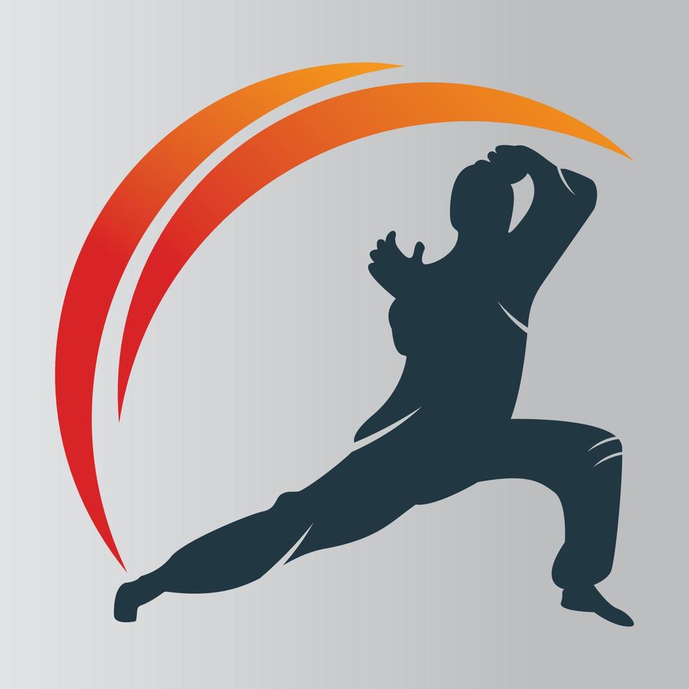 logo de sport de karaté. vecteur de silhouette d'art martial, création de logo de sport de combat.