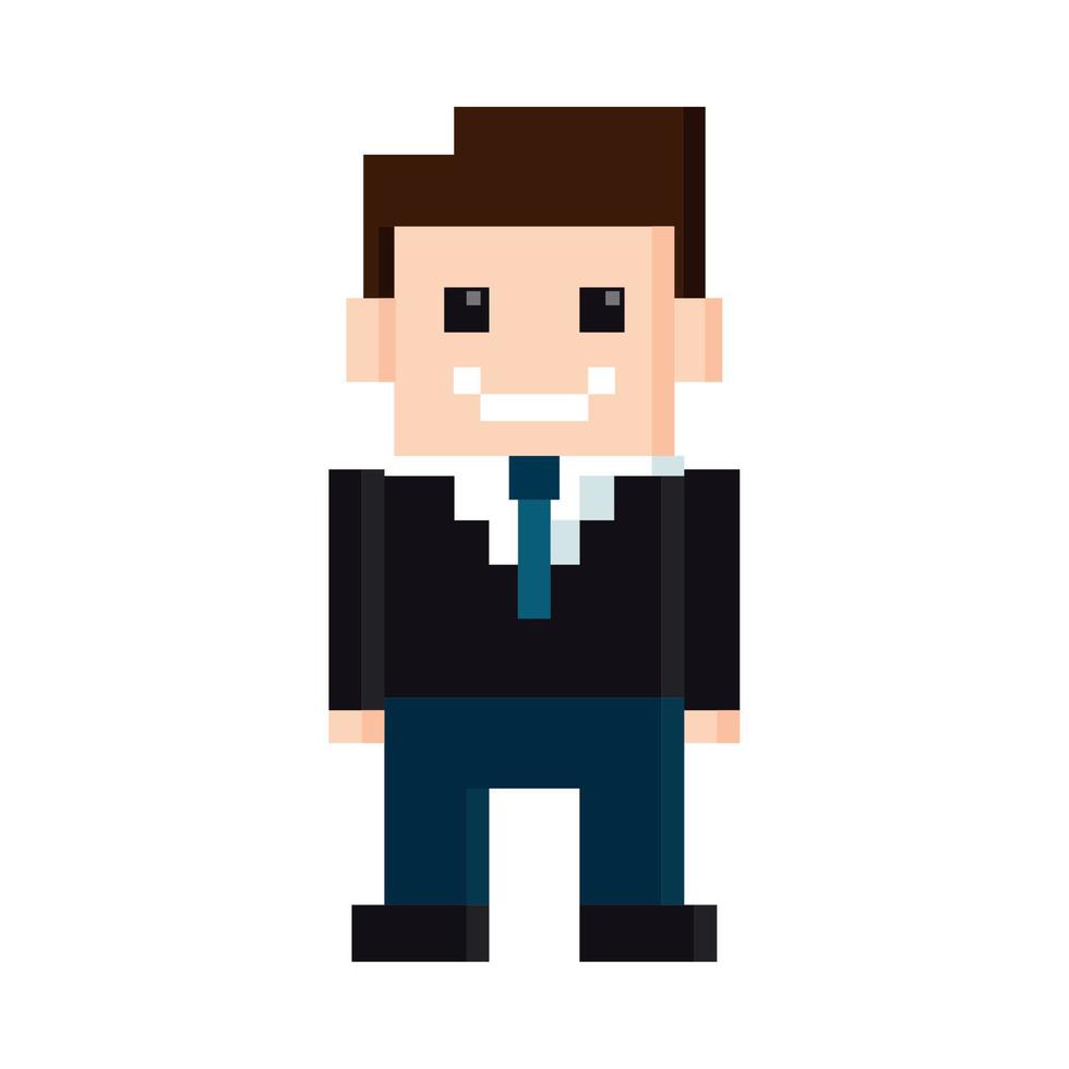 homme d'affaires pixel 8 bits vecteur