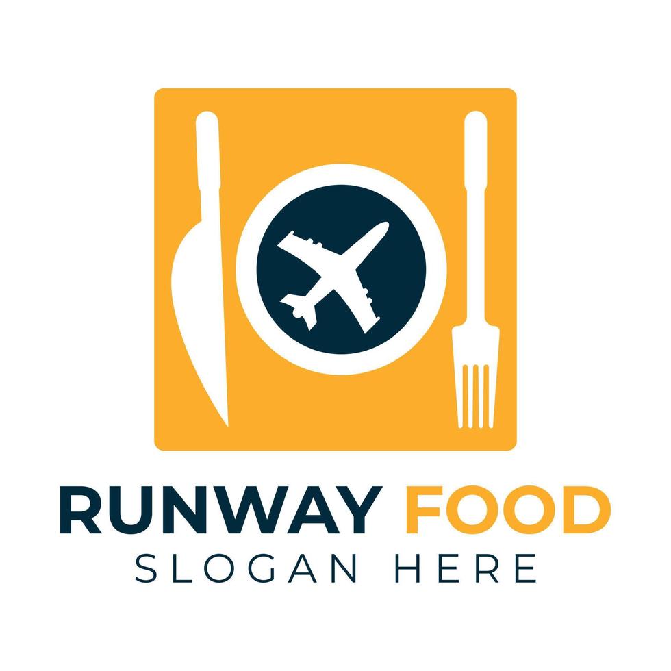 conception de concept de logo de nourriture de piste. modèle de conception de logo d'avion alimentaire. vecteur