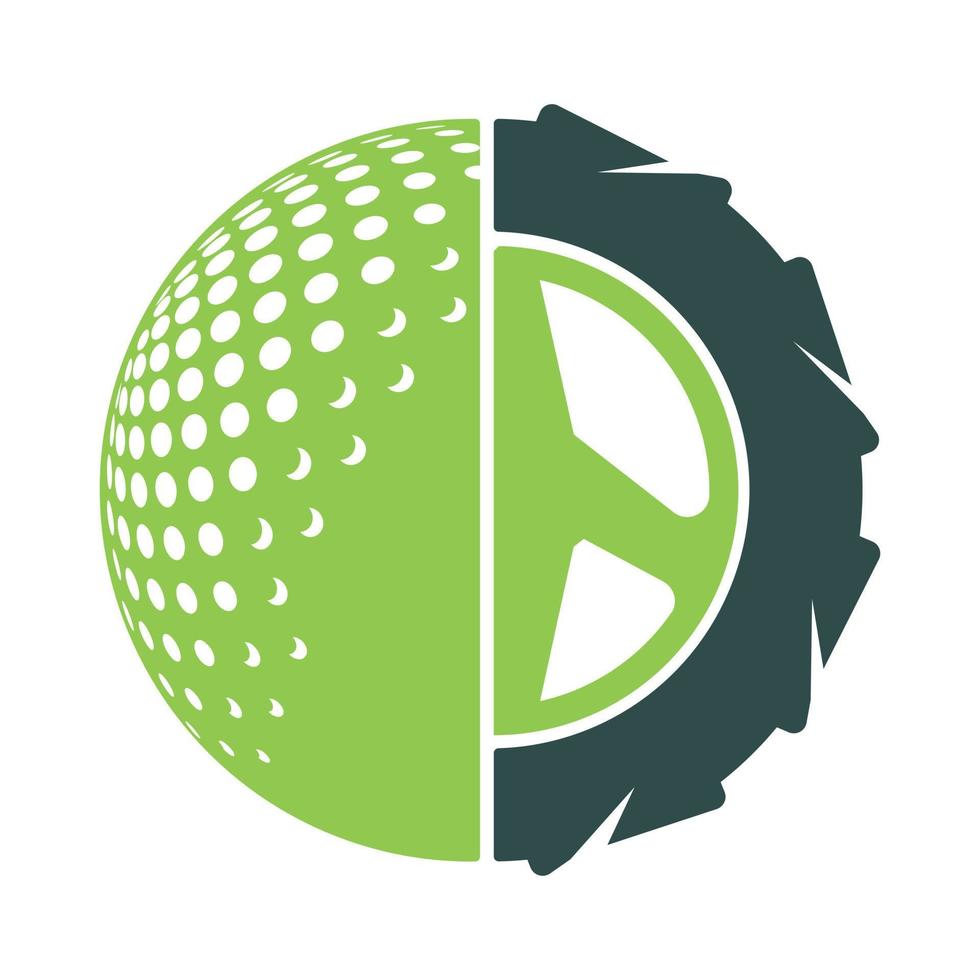 création de concept de logo de pneu de balle de golf. logo du club de golf. vecteur