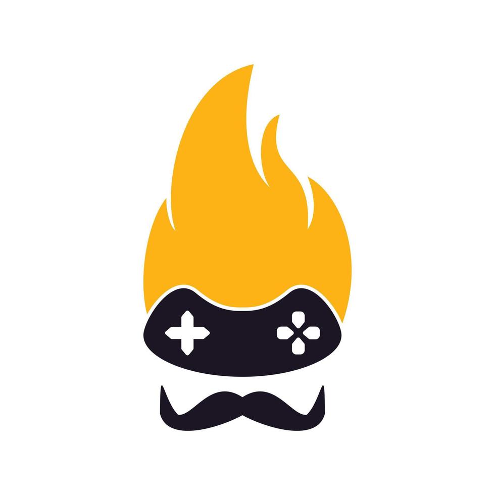 logo de jeu avec moustache. conception de vecteur de mascotte de jeu.