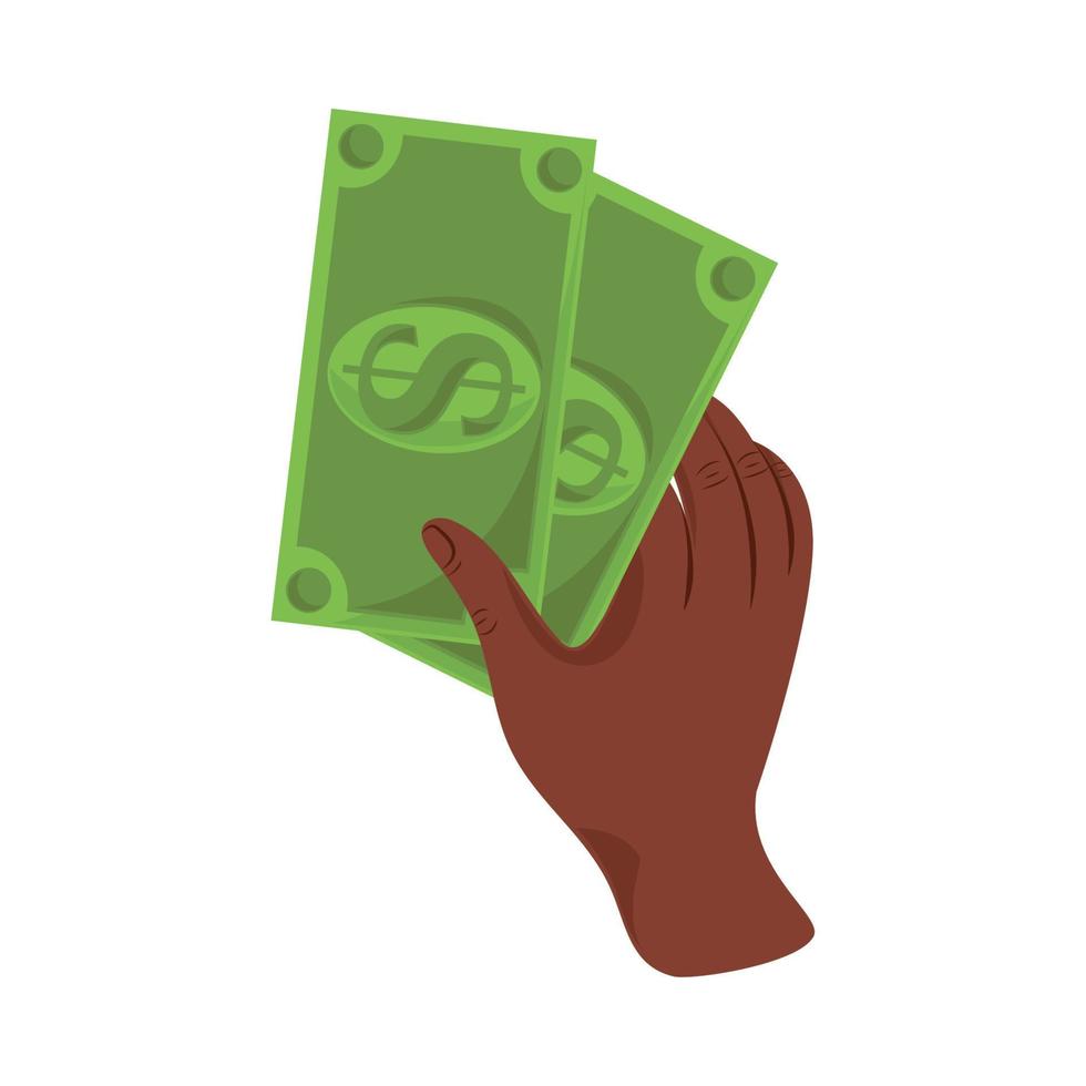 main afro avec l'icône de l'argent vecteur