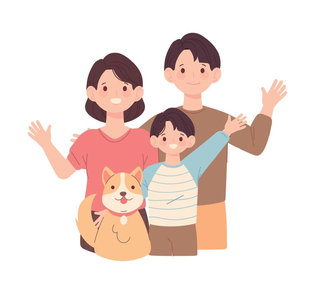 portrait de famille coréen vecteur