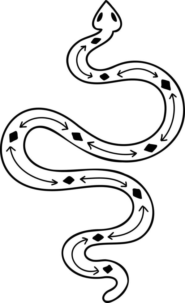 illustration de serpent de style boho dessiné à la main vecteur