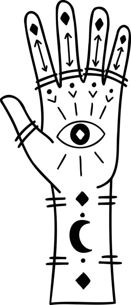 illustration de mains de style boho dessinés à la main vecteur