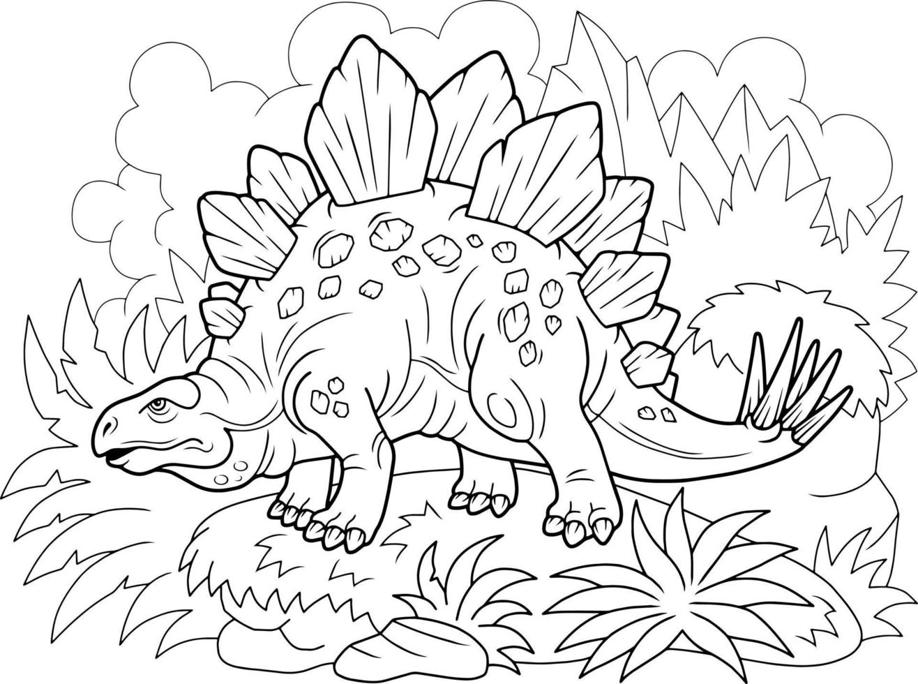 livre de coloriage dinosaure stégosaure vecteur