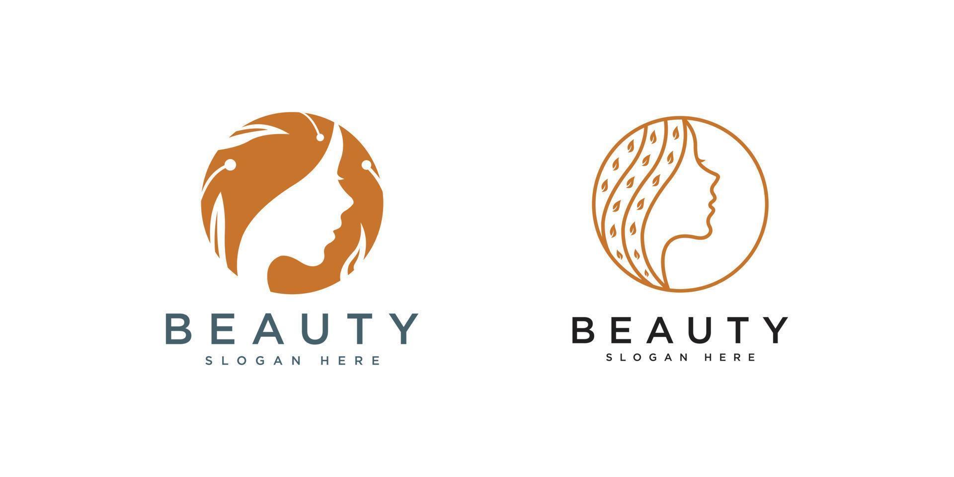 les femmes font face à la conception de vecteur de logo de beauté