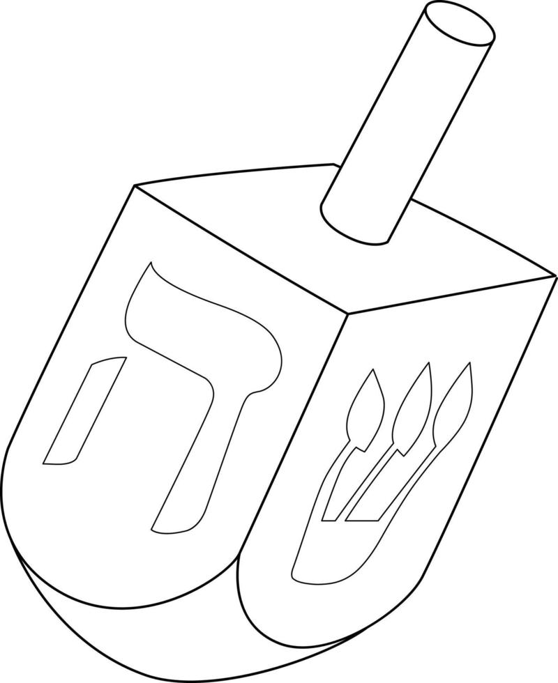 hanukkah dreidel coloriage isolé pour les enfants vecteur