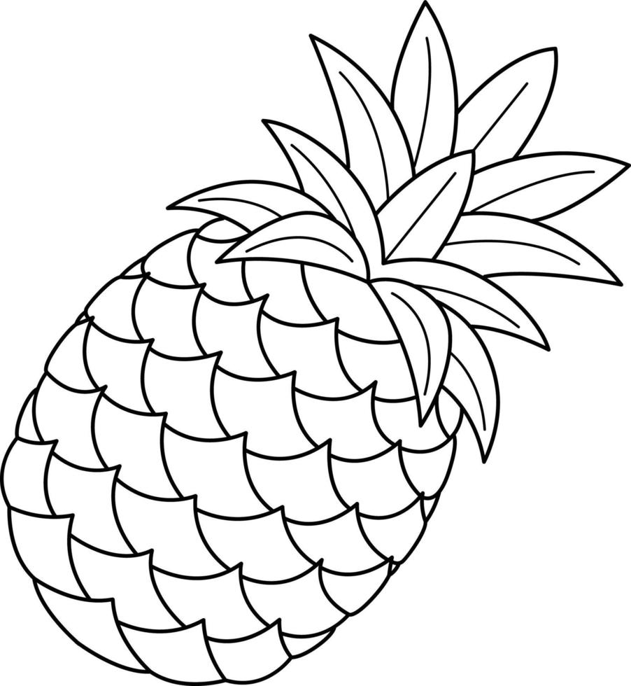 Coloriage de fruits ananas isolé pour les enfants vecteur