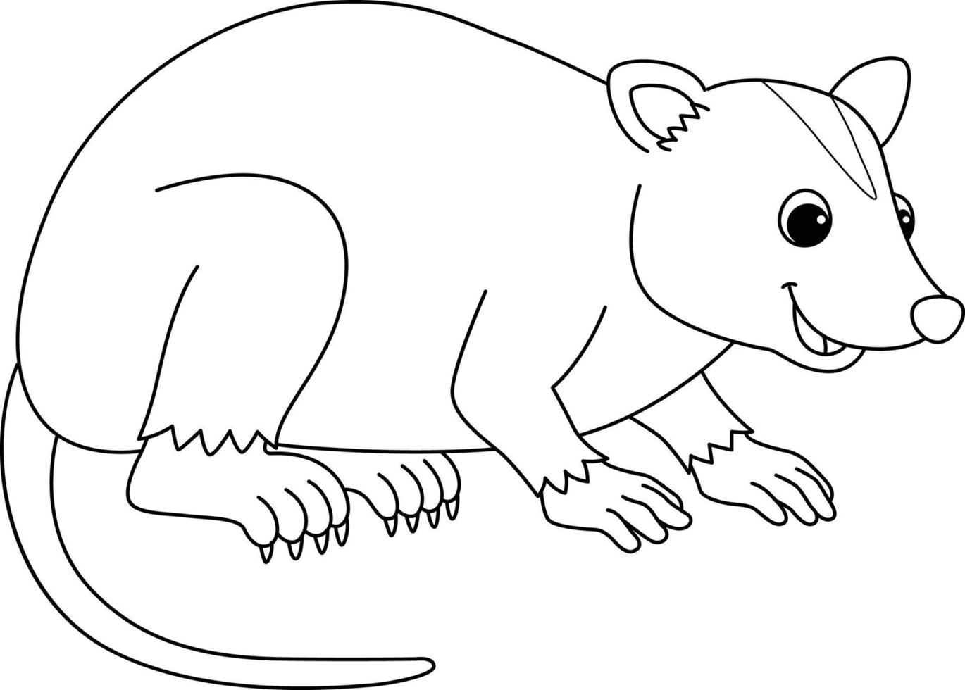 coloriage animal isolé opossum pour les enfants vecteur